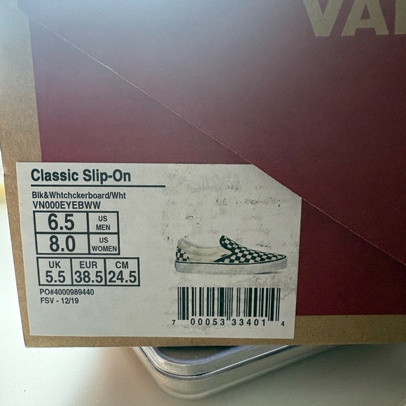 Vans Kids Classic Slip-On Checkerboard in Black and White - Picture 3 of 3